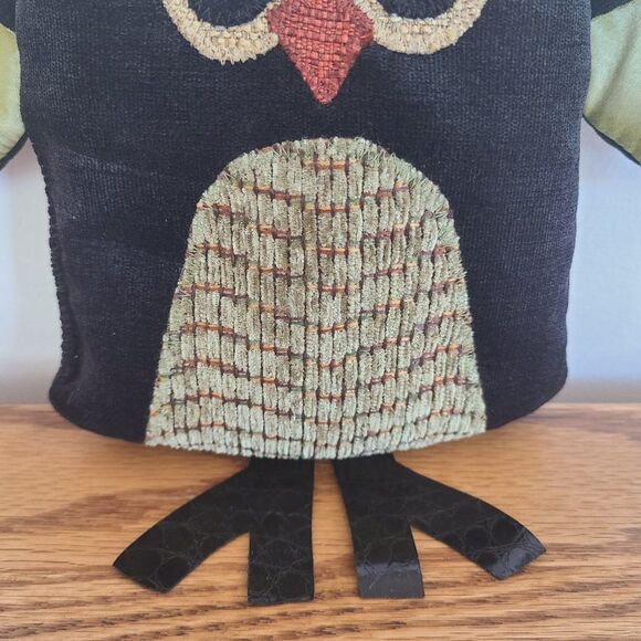 Woof & Poof Owl Décor Accent Pillow 2013 Collectible 9" Black Green - Picture 4 of 10